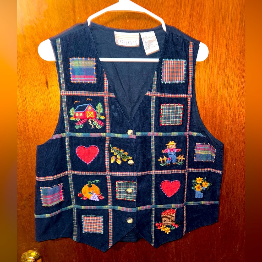 VTG Casey & Max Womens Blue Corduroy Vest Fall Autumn Size Large